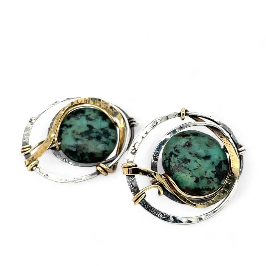 Handmade Turquoise Moon Post Earrings