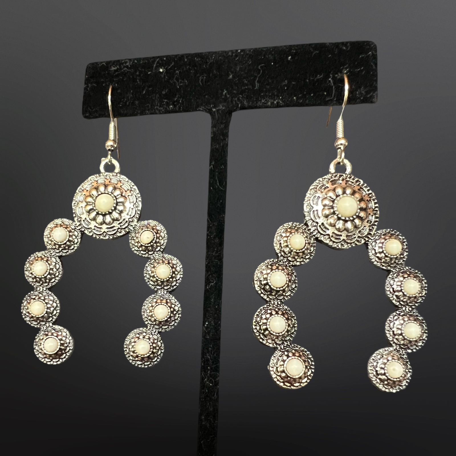 Squash Blossom Naja Western Faux Turquoise Earrings