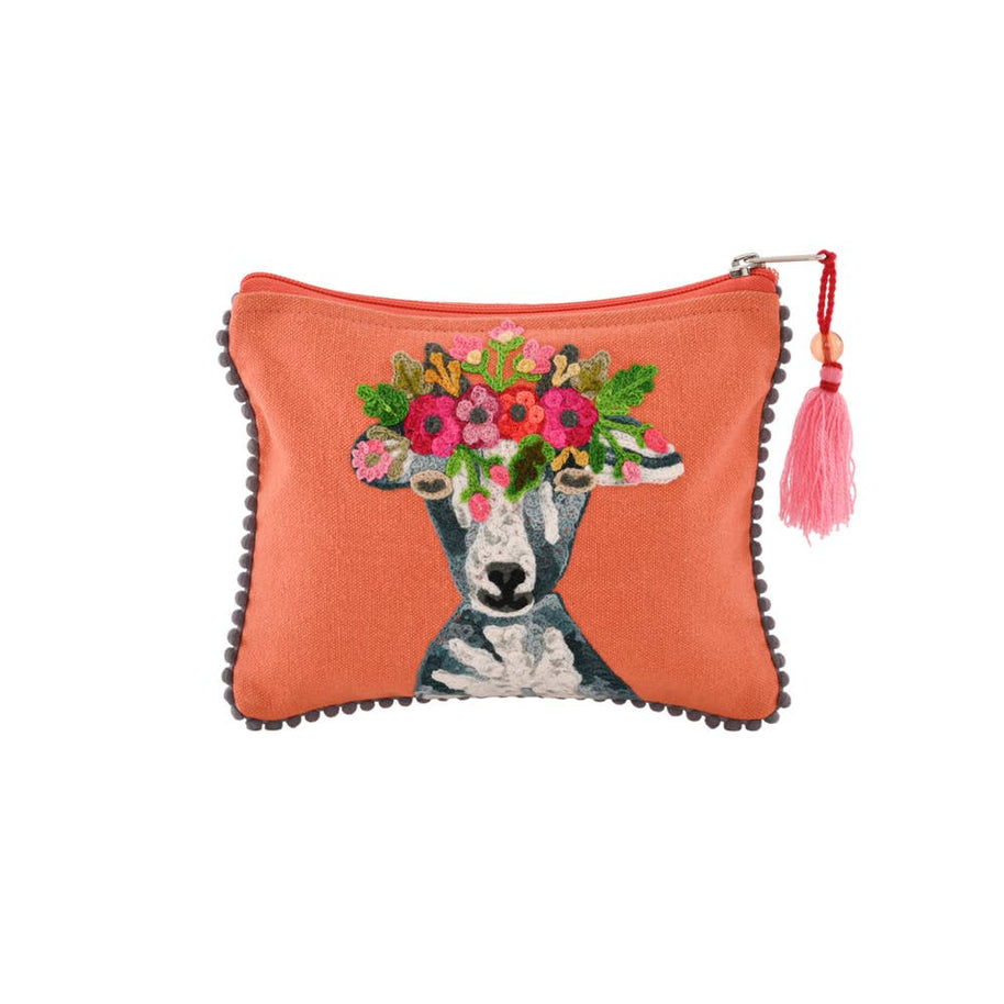 Orange Damask Goat Pouch 6X8