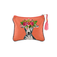 Orange Damask Goat Pouch 6X8