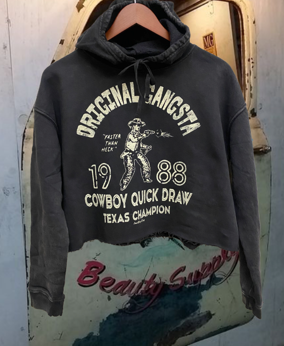 Original Gangsta Cropped Hooded Sweatshirt