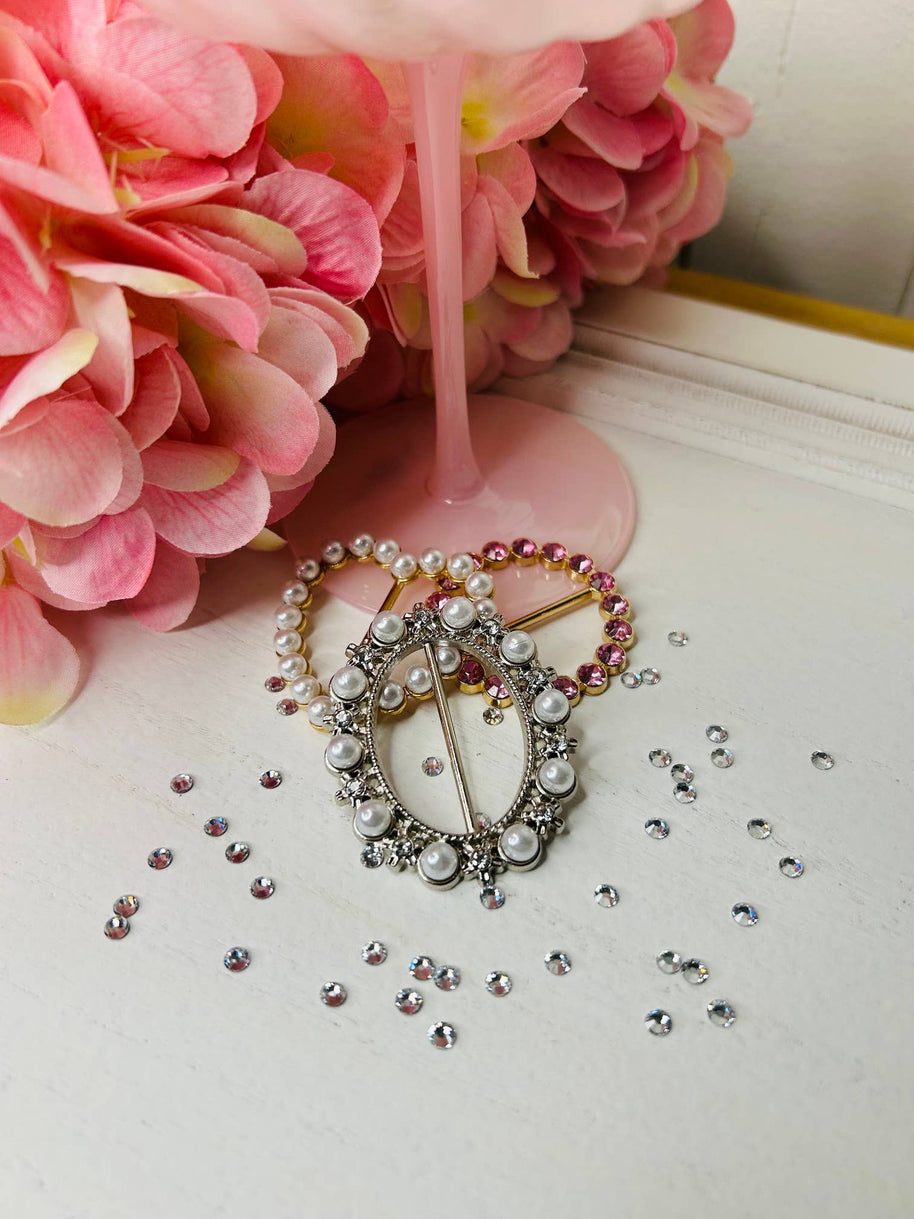 Tee Tie Round Gold with Blingy Clear Rhinestones
