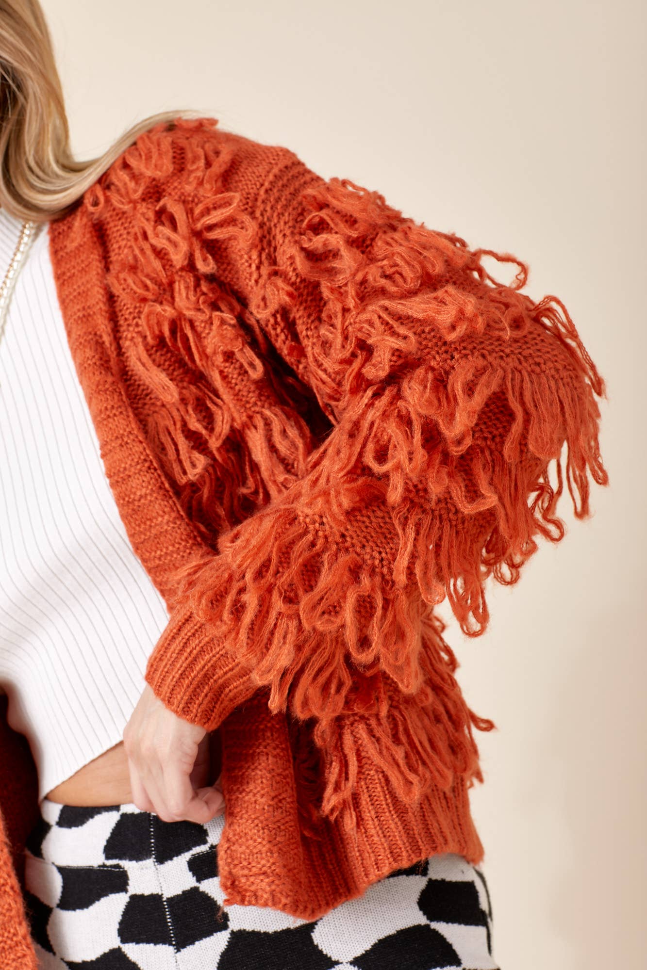 Orange Fringe Cardigan