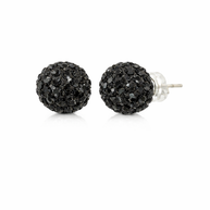 Sterling Silver CZ Fireball Studs, Black