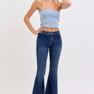 Mid-Rise Flare with Pintuck Jeans, 30