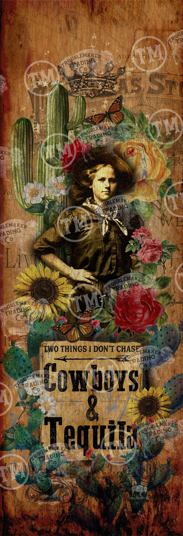 Cowboys and Tequila Artwork - 12"x36" Large Arch