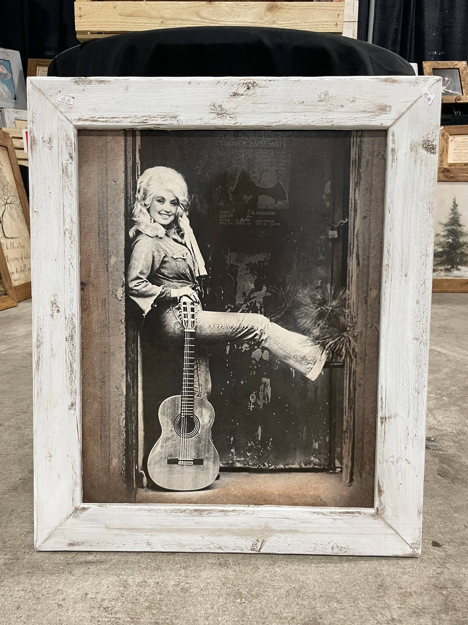 Antiqued Dolly Parton Guitar Picture