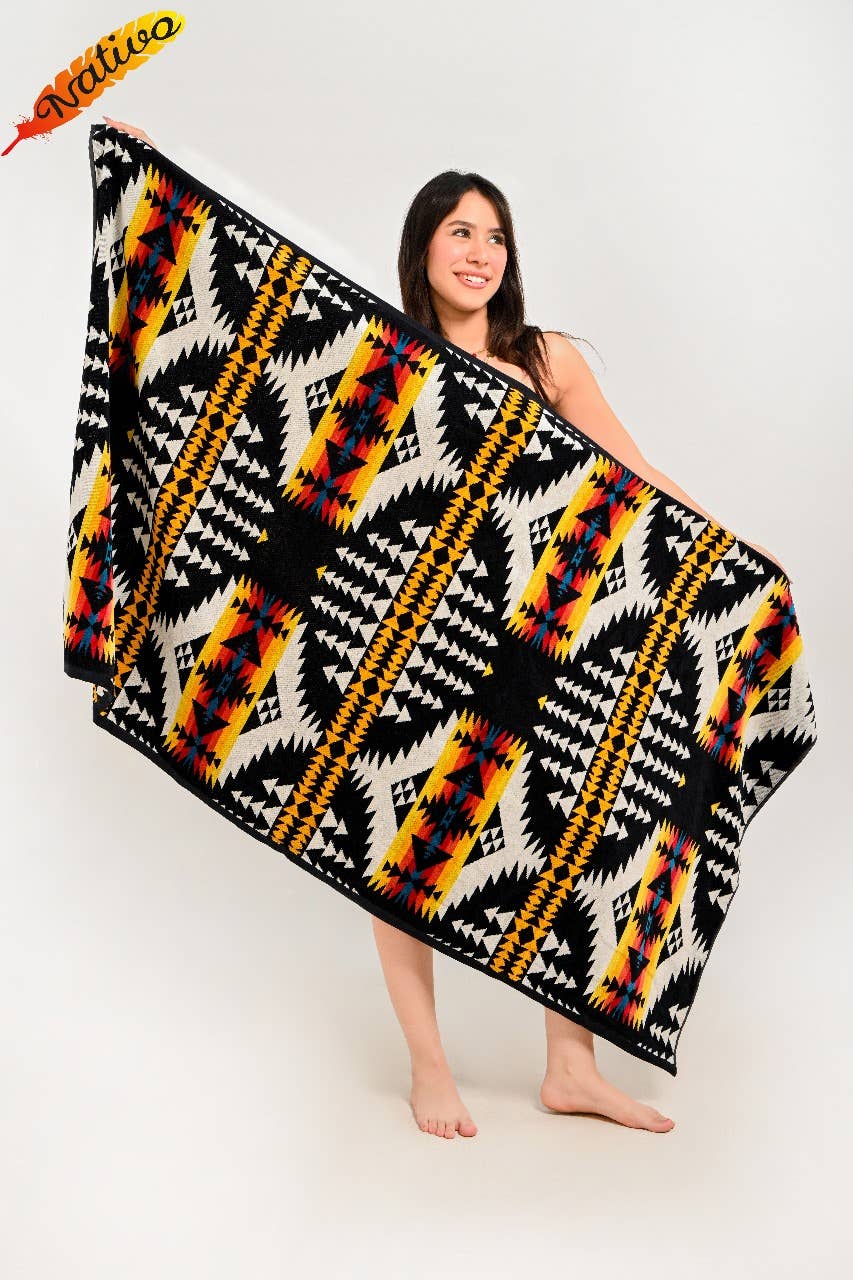 Beach Towel, Santa Fe White & Black