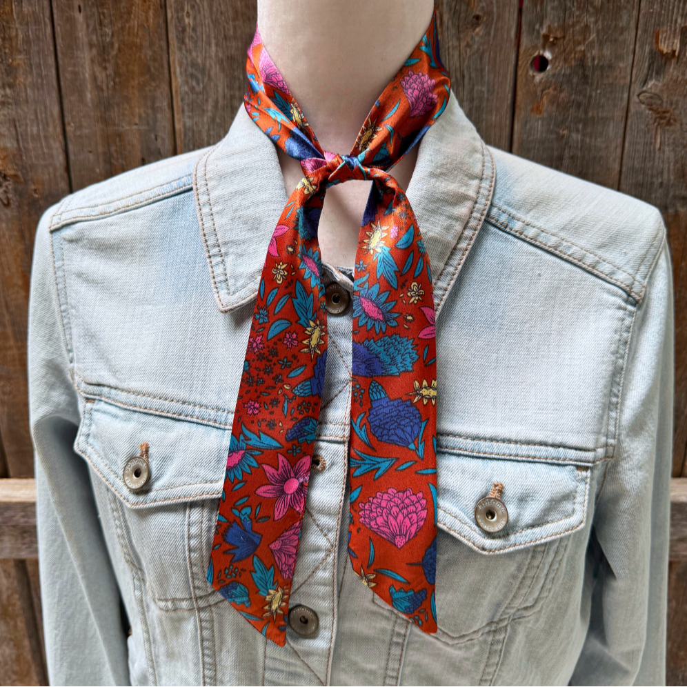 Blue and Rust Western Skinny Mini Wild Rag / Cowgirl Necktie #TW333
