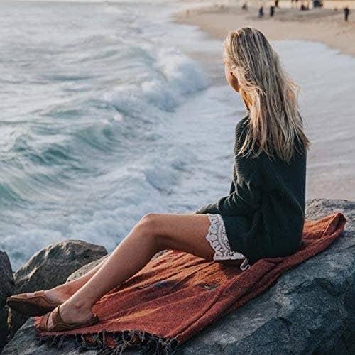 Rust Red Baja Thunderbird Mexican Blanket