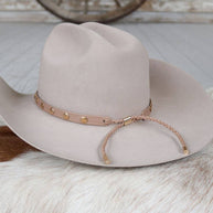 Taupe Studded Goat Leather Hat Band