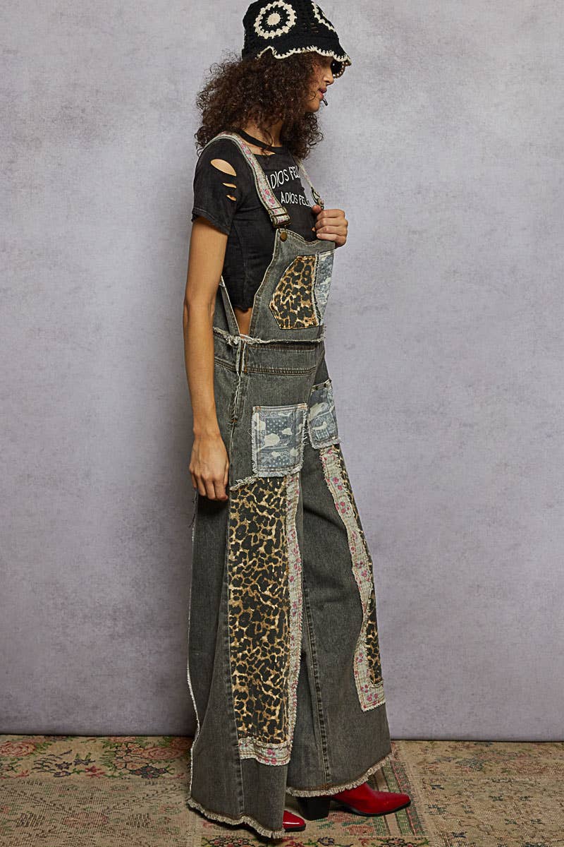 Patchwork & Studs Overalls