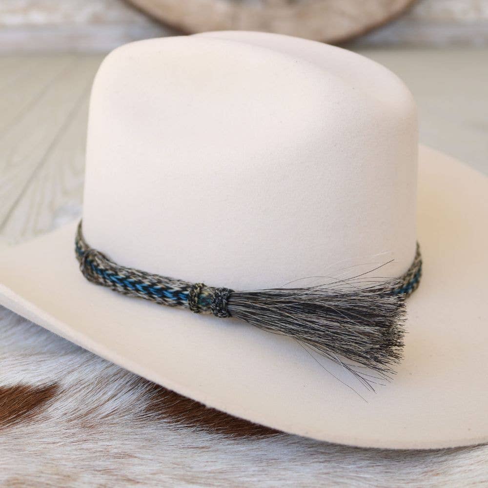 Horsehair Braided Blue Single Tassel Hat Band - Caleb