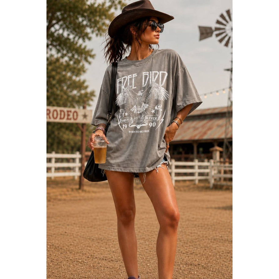 Free Bird Oversized Mineral Washed T-Shirt