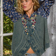 Embroidered Floral Patwork Sweater
