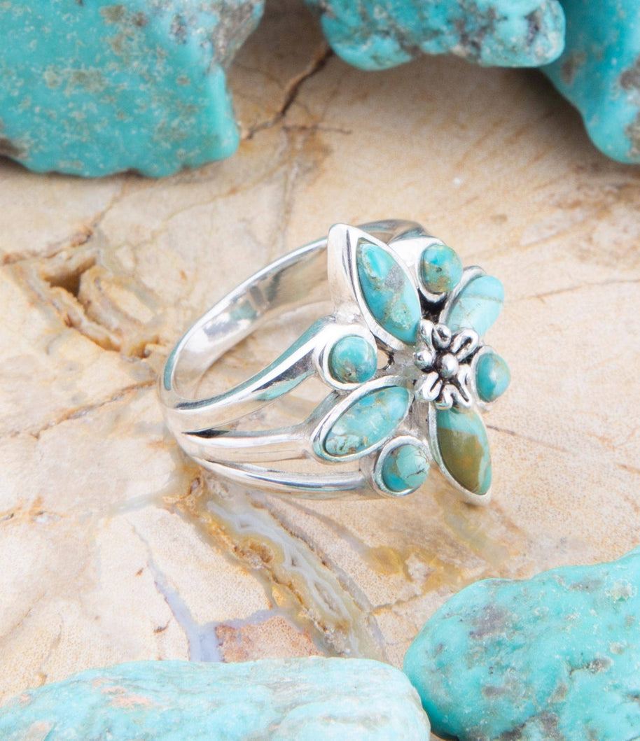Blue Turquoise and Sterling Silver Statement Ring