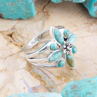 Blue Turquoise and Sterling Silver Statement Ring