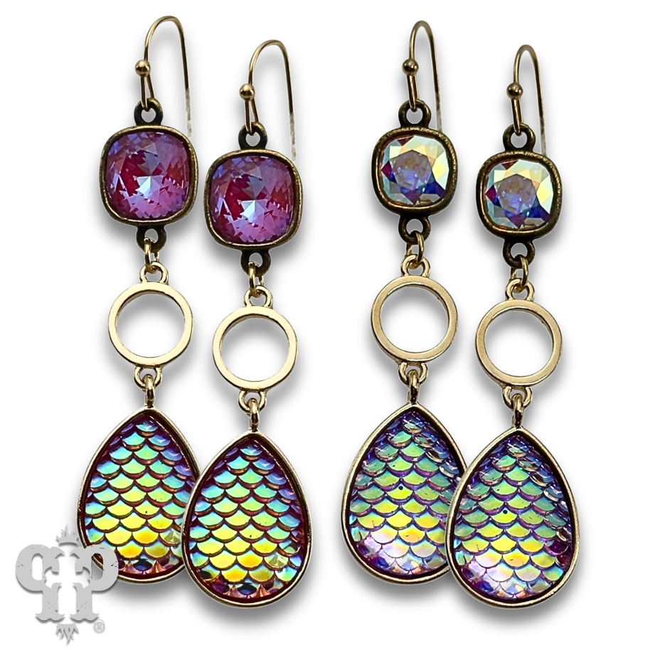 Swarovski® crystals Iridescent rainbow teardrop earrings