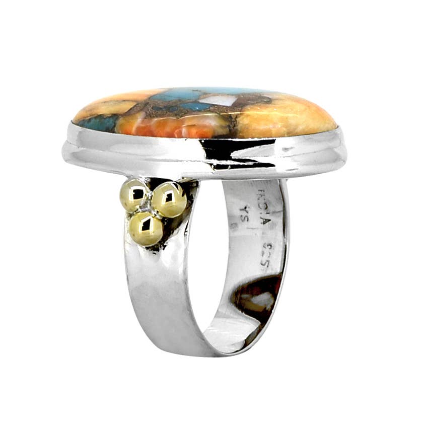 Brass Oyster Turquoise & Silver Ring