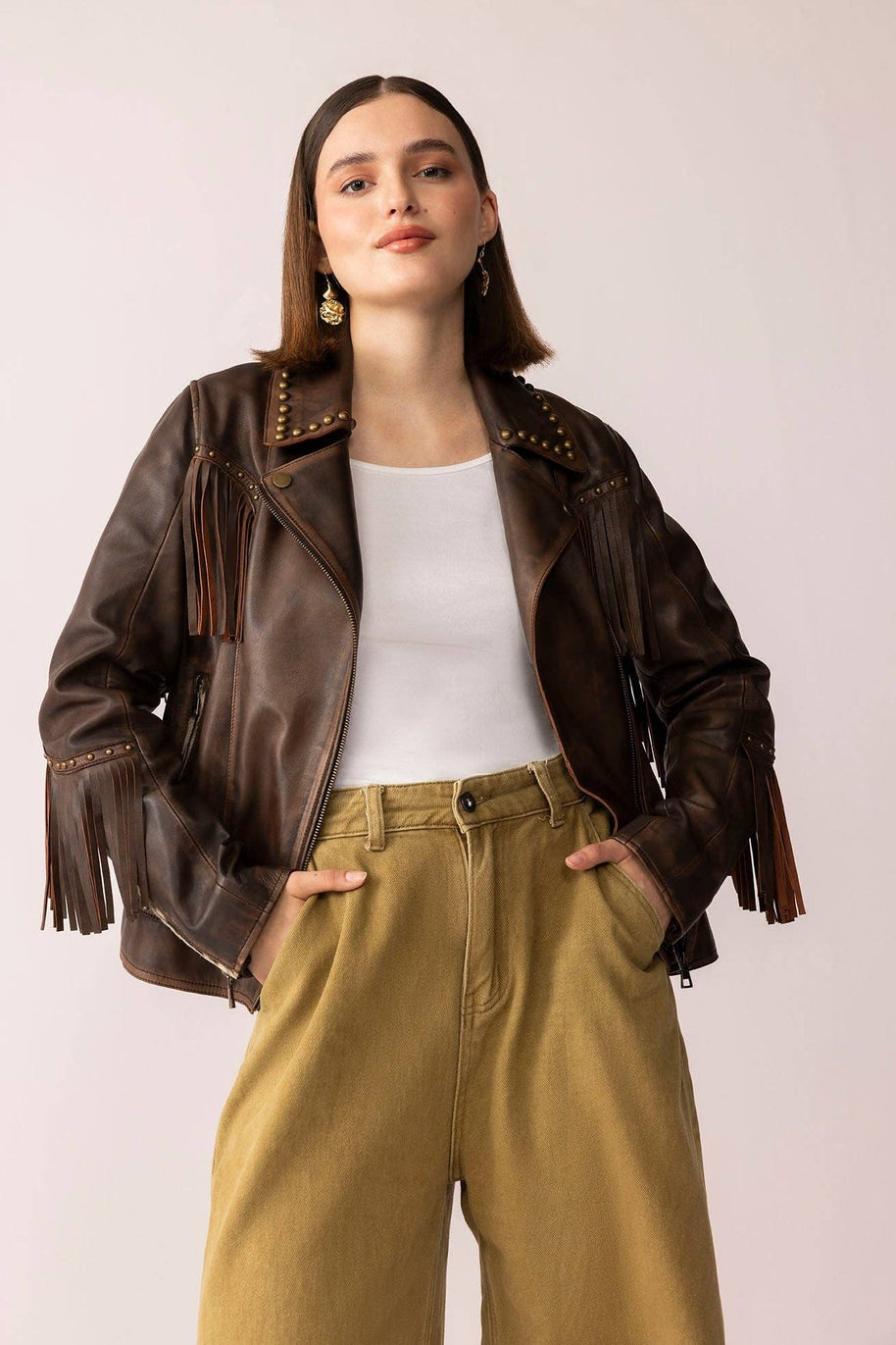 Fury Rider Brown Fringe Leather Jacket