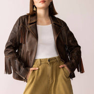 Fury Rider Brown Fringe Leather Jacket
