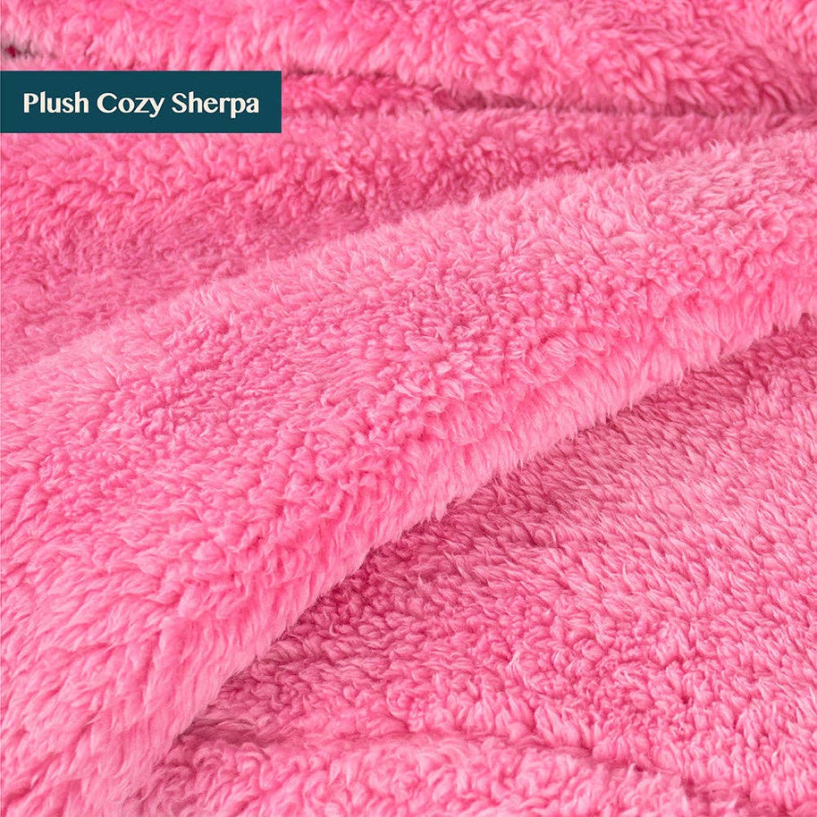 Pom Pom Twin Sherpa Blanket, Pink