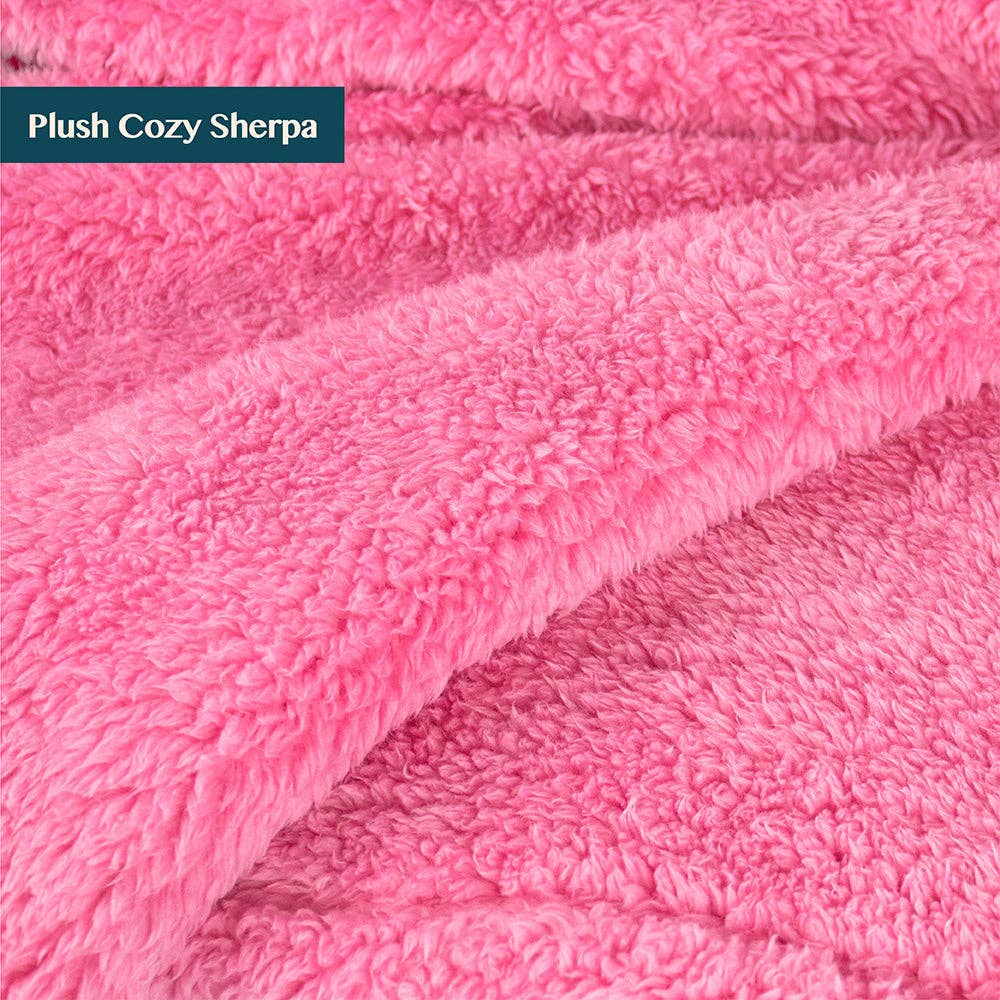 Pom Pom Twin Sherpa Blanket, Pink