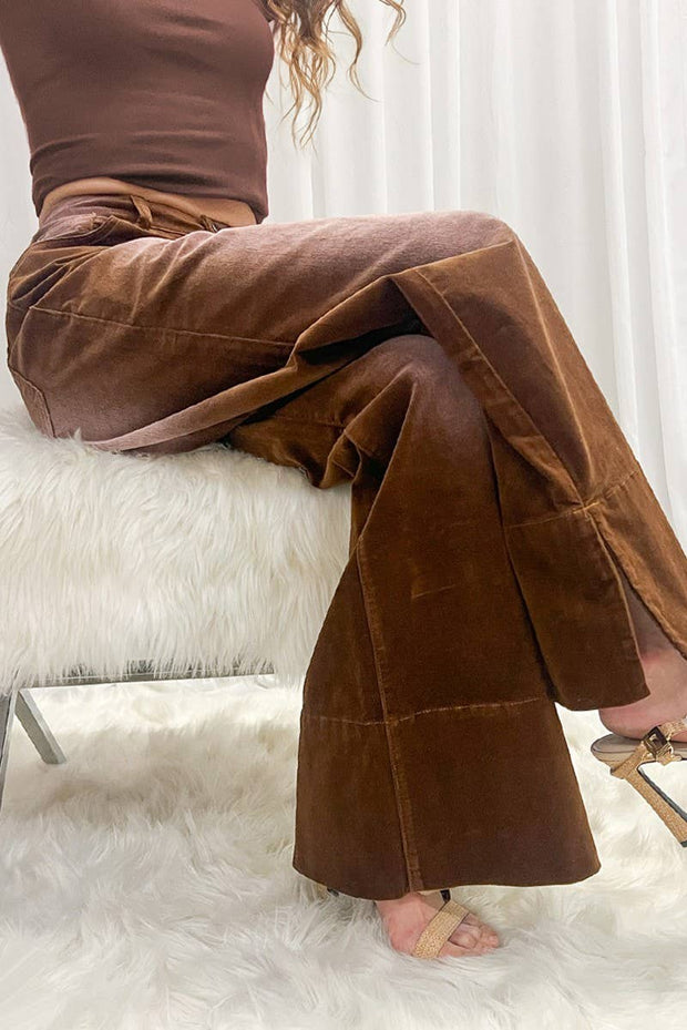 Stone Washed Cotton Corduroy Cropped Pants