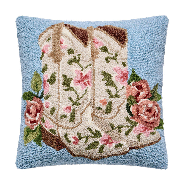 Floral Cowgirl Boots Hook Pillow