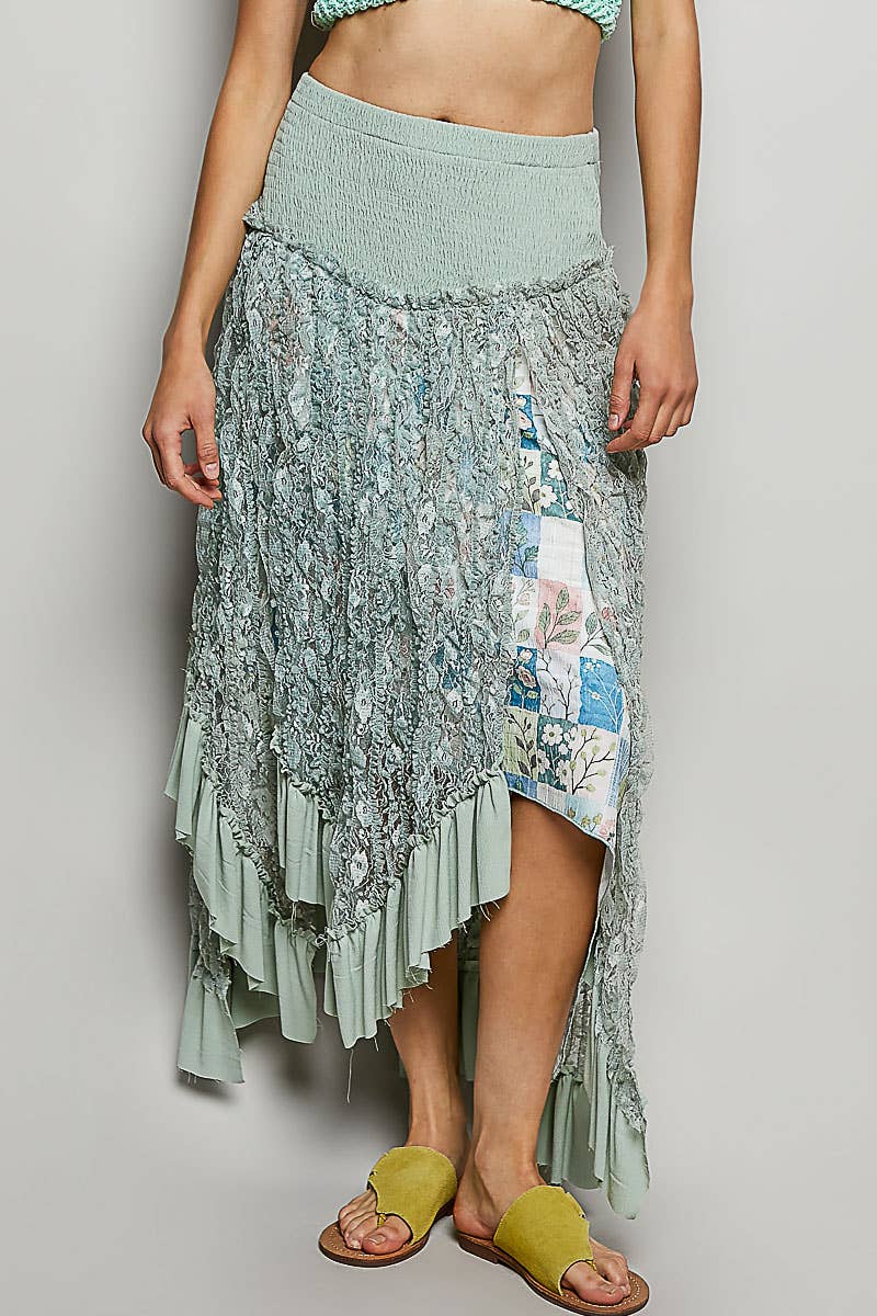 Reverse Ruffle Lace Skirt