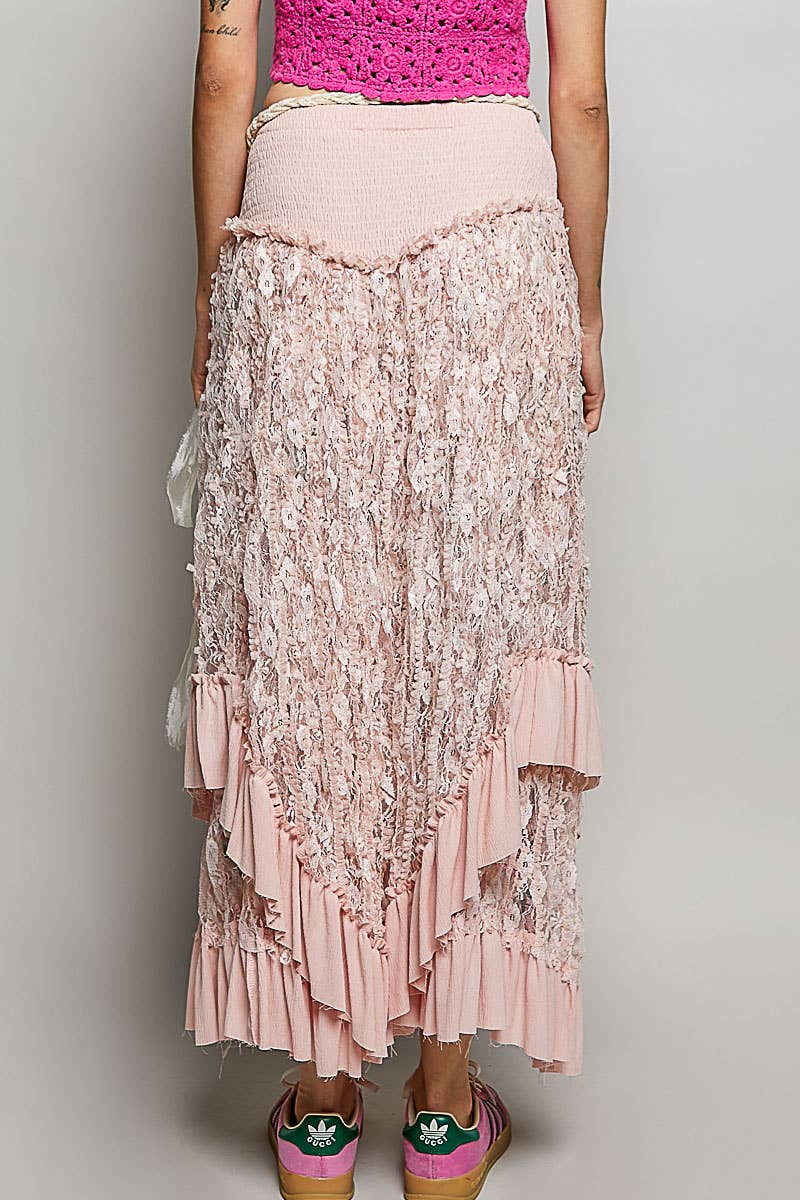 Reverse Ruffle Lace Skirt