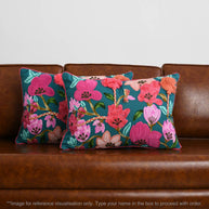 Pink & Teal Embroidered Pillow