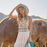 Western Buckle Strap Denim Top