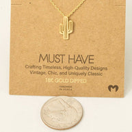 Gold Dipped Cactus Pendant Necklace