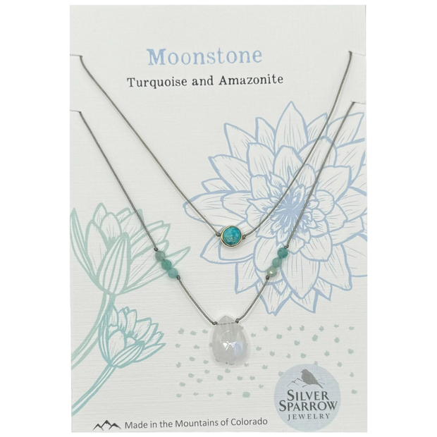 Moonstone with Turquoise Silver Duo Set