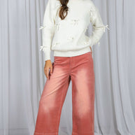 Stone Washed Cotton Corduroy Cropped Pants