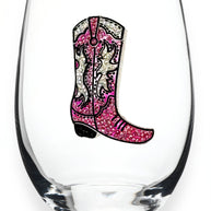 Pink Cowboy Boot Stemless Wine Glass