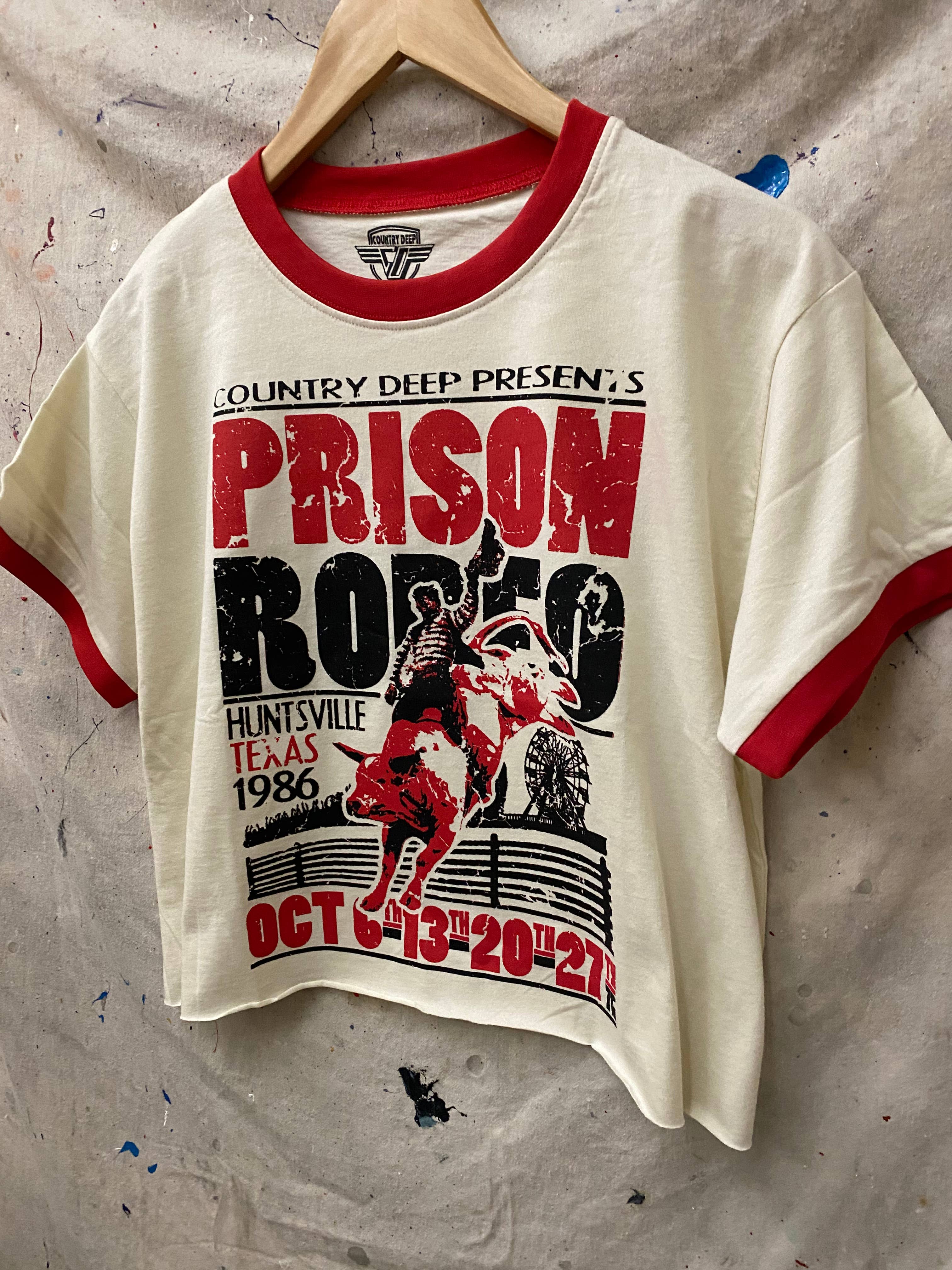 Prison Rodeo Ringer Crop T-Shirt