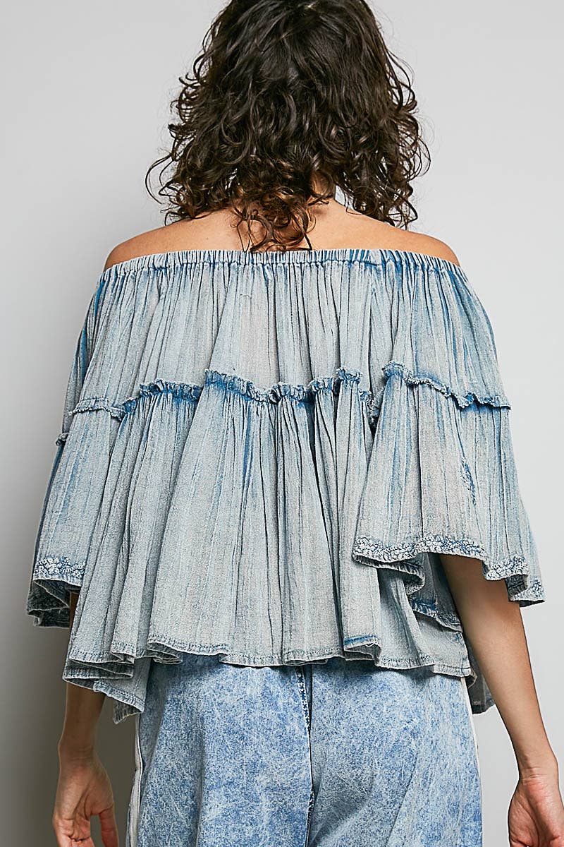 Off Shoulder Bell Sleeve Blouse