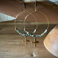 Turquoise Cross Hoop Earring