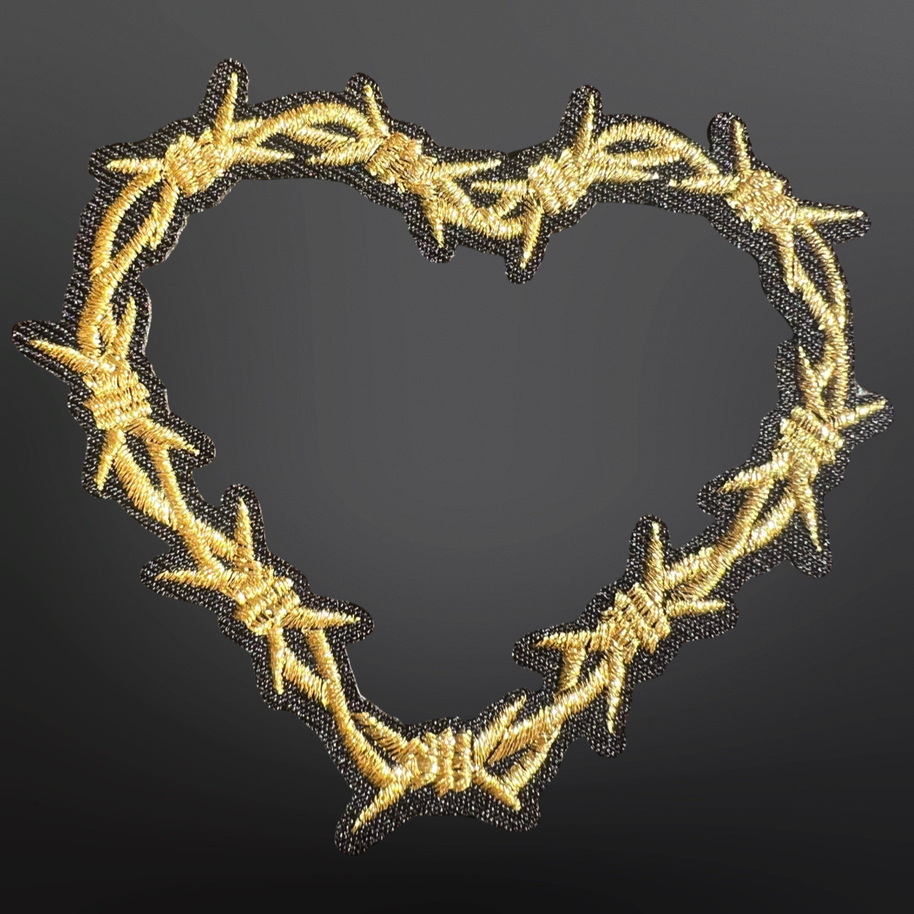 Western Iron On Trucker Hat Patch - Barbed Wire Heart