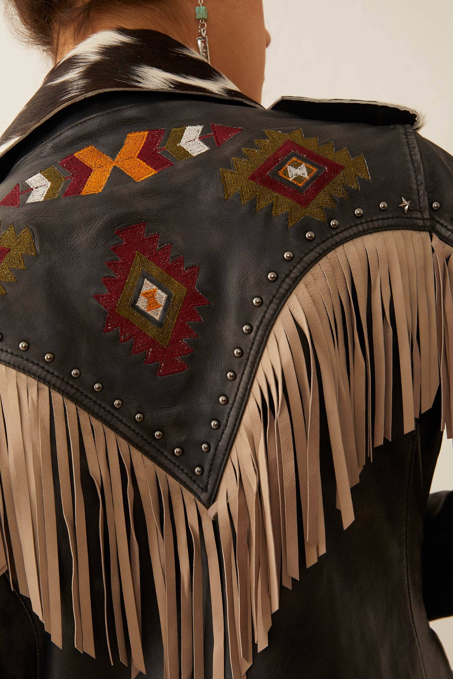 Phoenix Fringe & Cowhide Leather Jacket