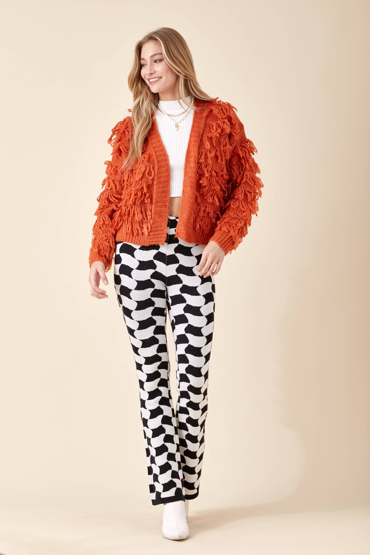 Orange Fringe Cardigan