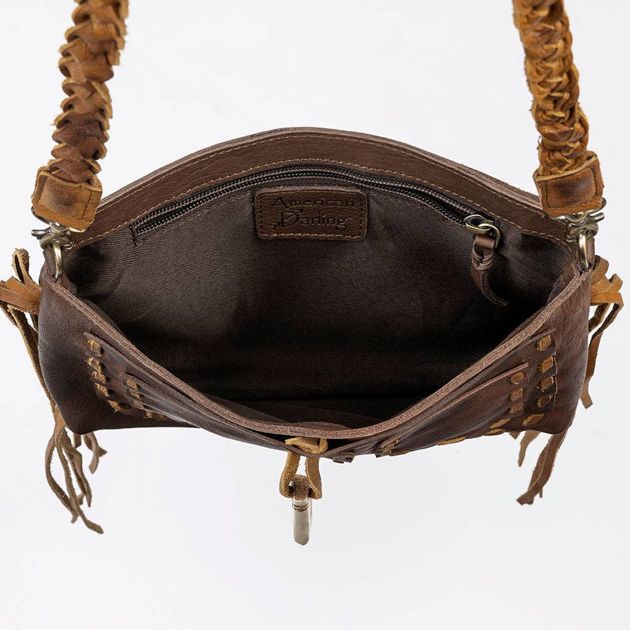 Rustic Leather Fringe Crossbody