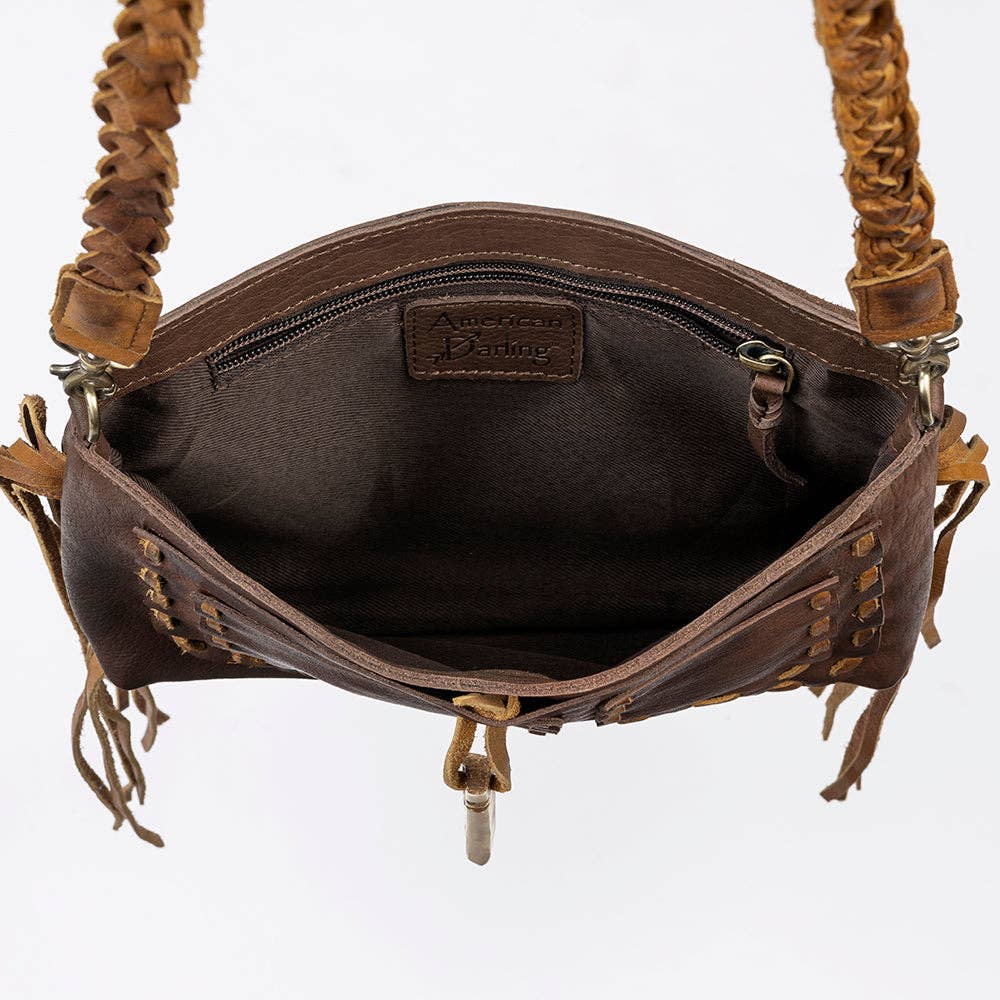 Rustic Leather Fringe Crossbody