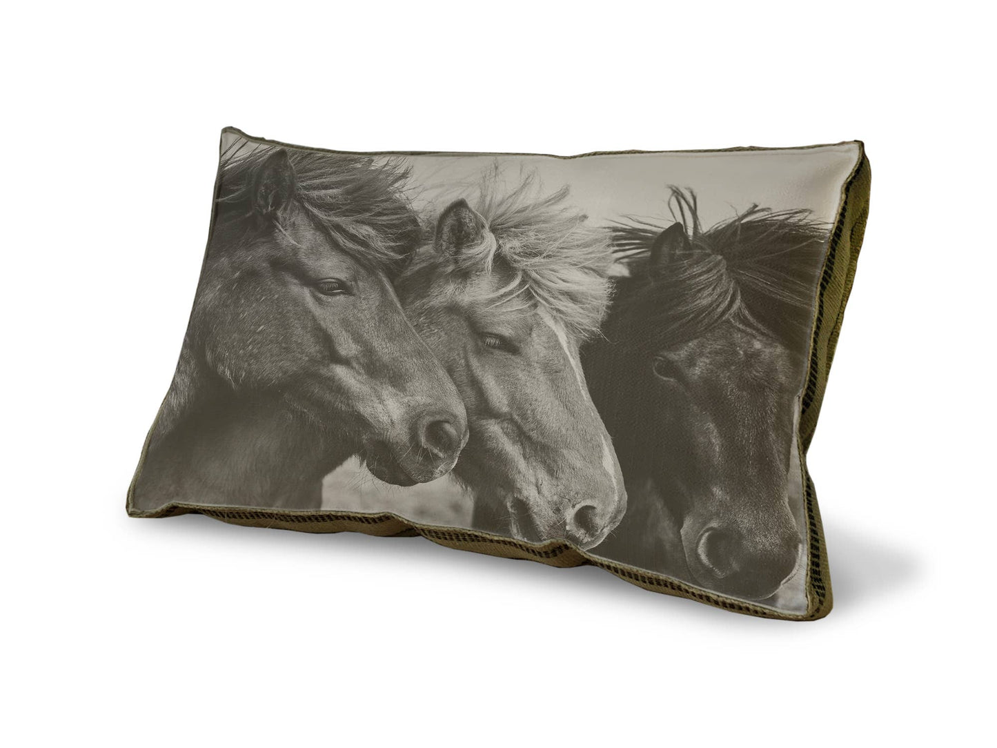 23" x 15" - Decorative Pillow - Three Horses in a Field