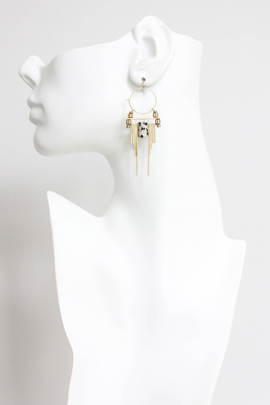 ArtDeco Dalmatian jasper hoop earrings