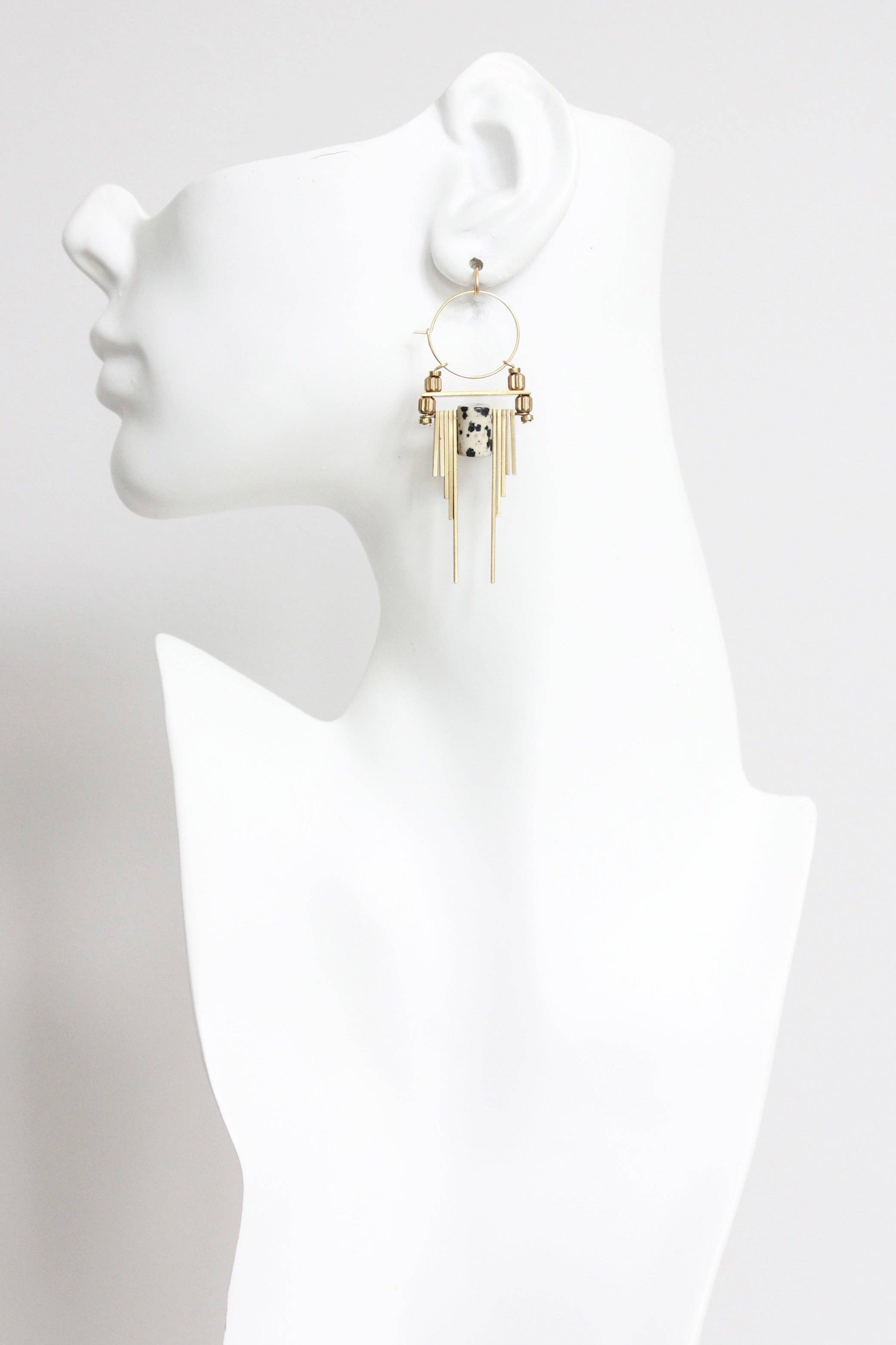 ArtDeco Dalmatian jasper hoop earrings