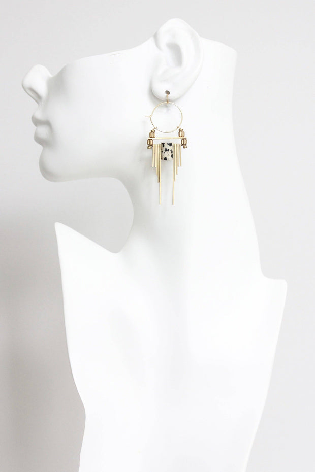ArtDeco Dalmatian jasper hoop earrings