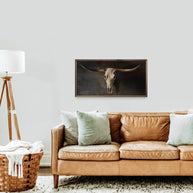 Western Black Skull Wood Art Print